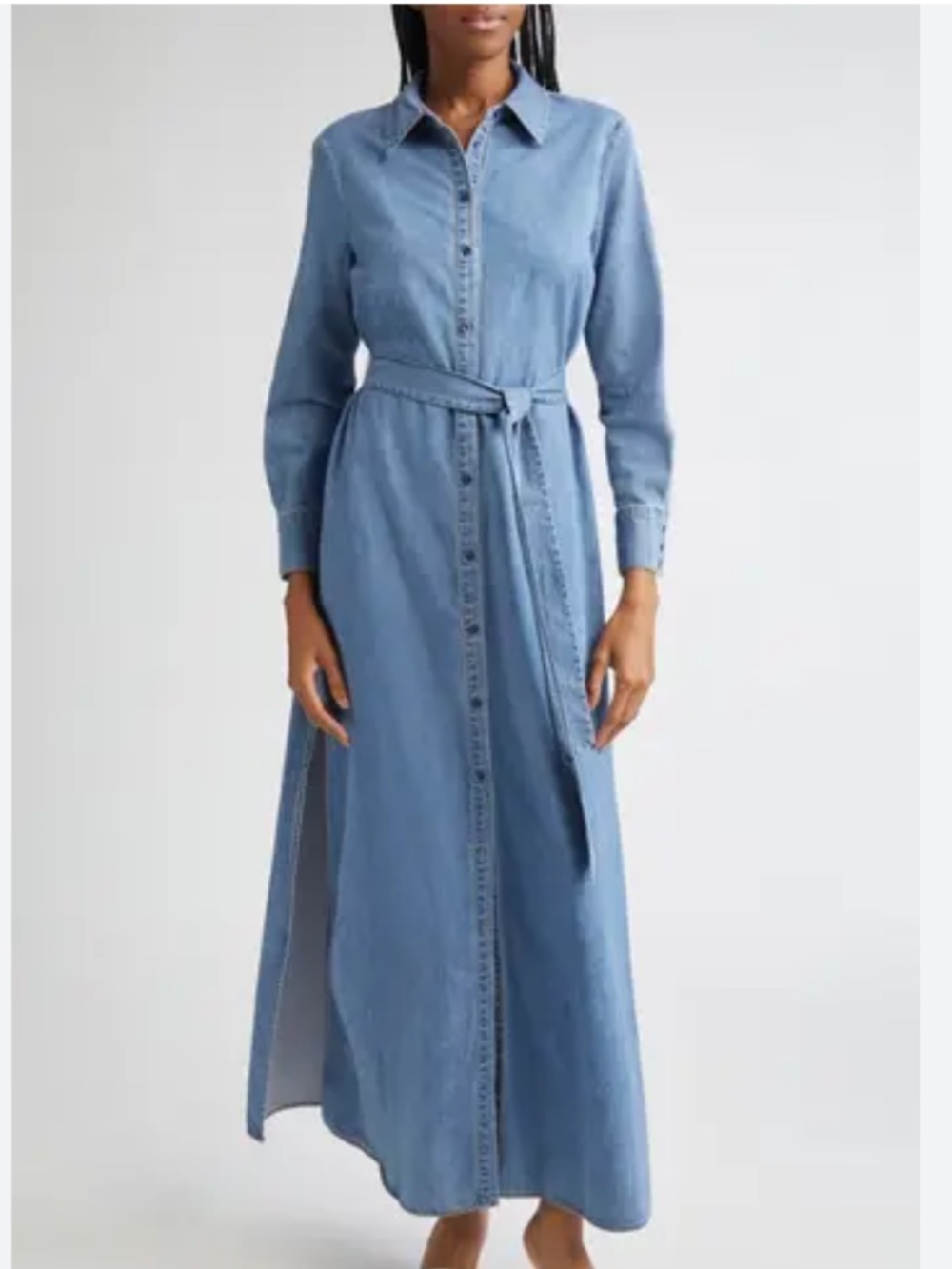Alice + Olivia Light Blue Denim Maxi Shirt Dress